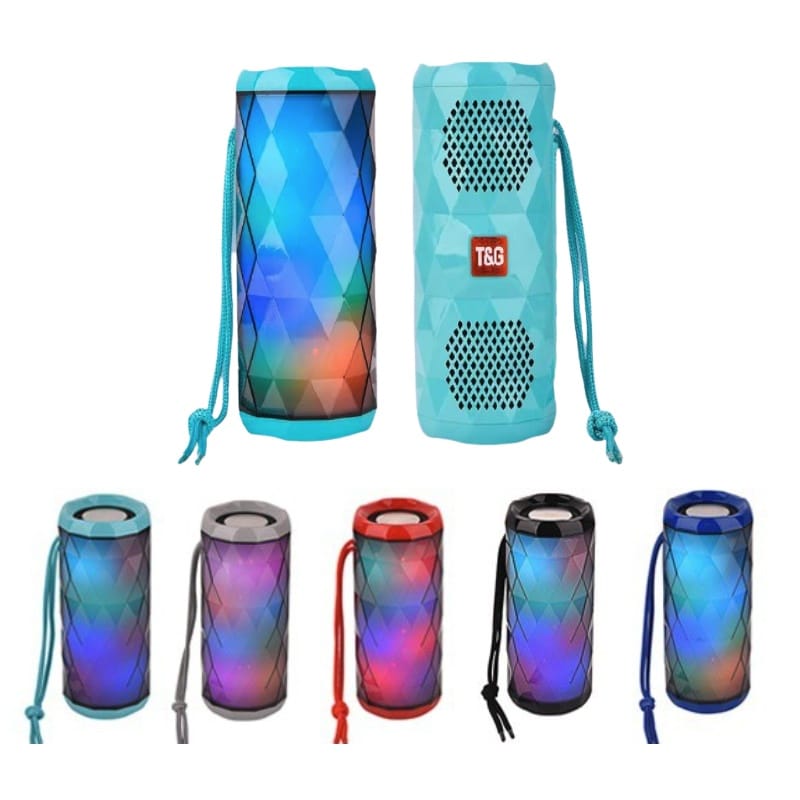 Bærbar bluetooth højtaler med seje LED lyseffekter og dobbelt bass