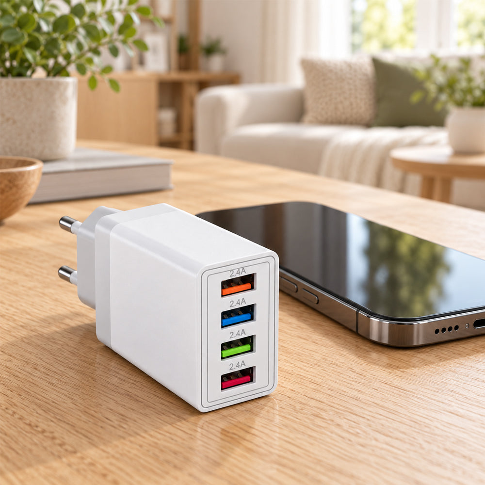 USB-laddare med 4 portar