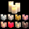 LED blockljus - 3 st. - 12/15/17 cm - m/3D-låga - (fler färger)