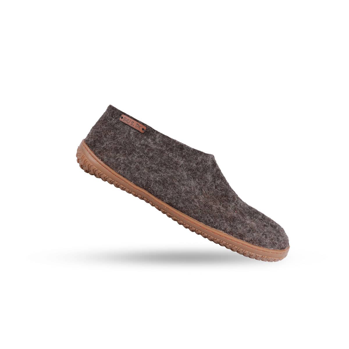 Ulltofflor (100% ren ull) - Modell Brun med gummisula