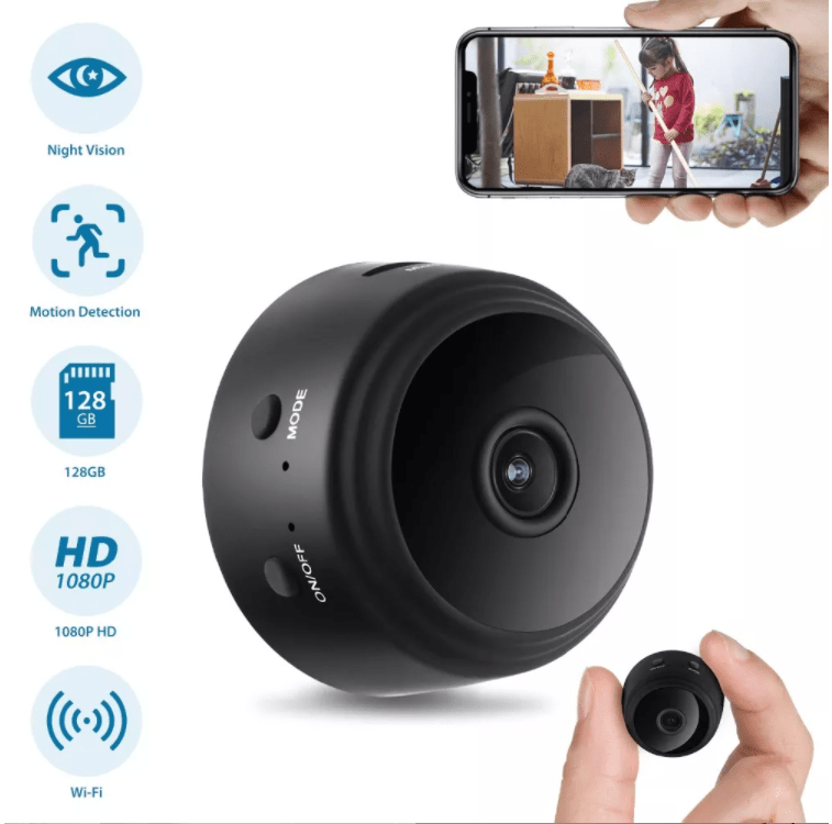 Övervaknings mini HD-kamera 44 x 24 mm rörelsedetektion