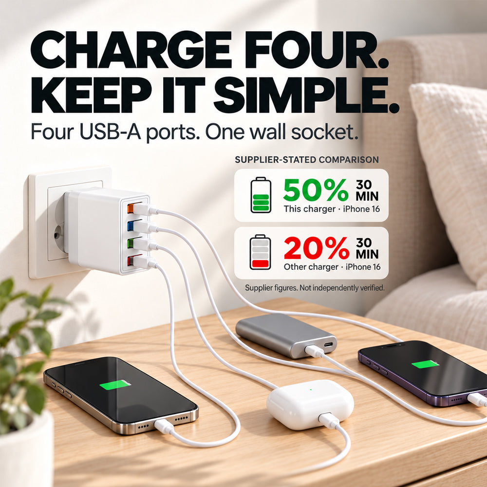 USB-laddare med 4 portar