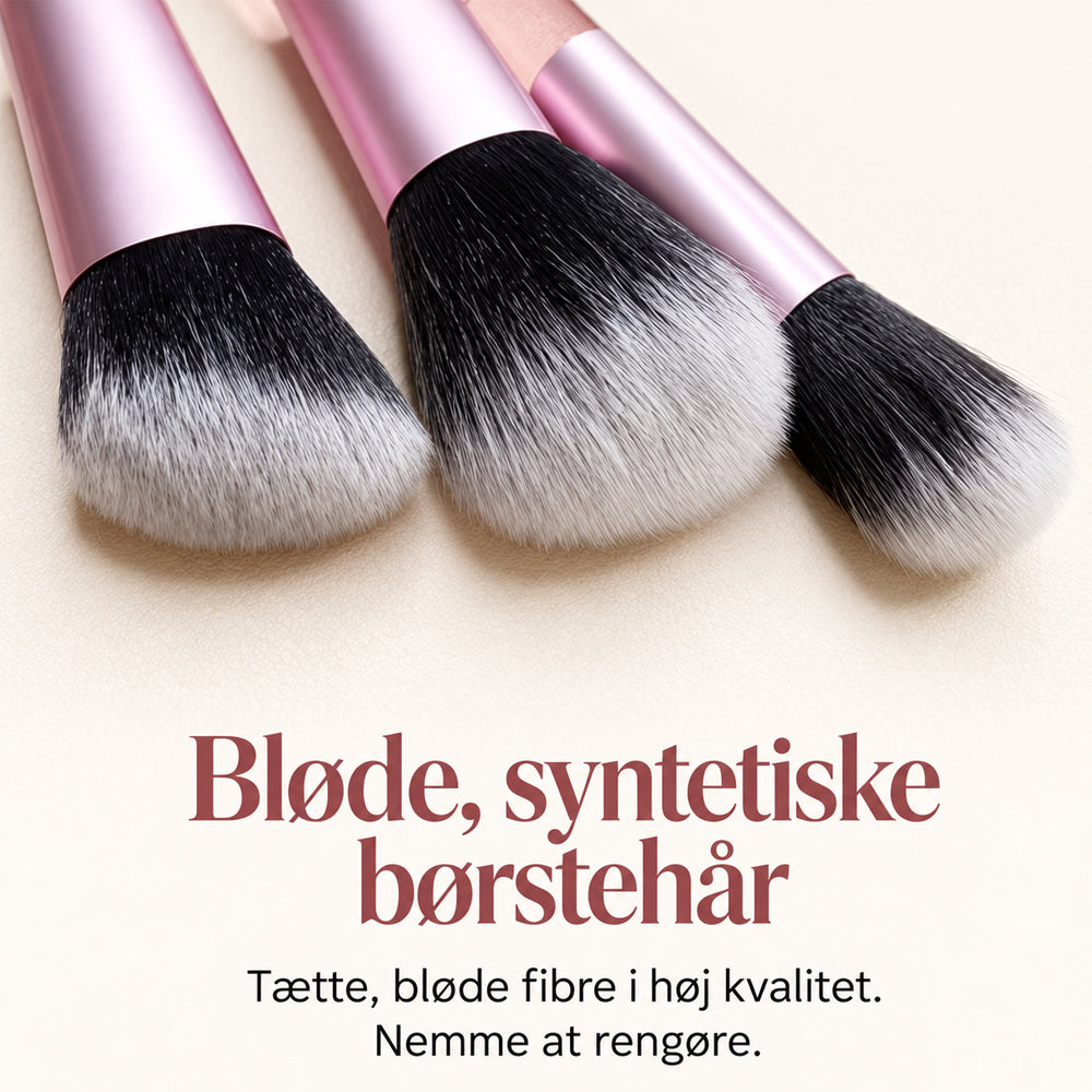 Sminkborstset med 10 borstar och ljusrosa reseetui
