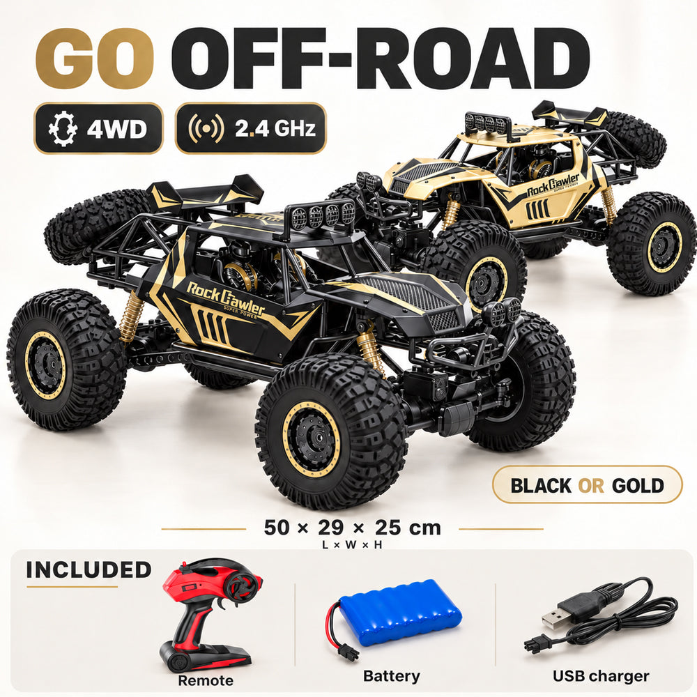 Radiostyrd offroadbil med 4-hjulsdrift – 50 cm – Guld eller Svart