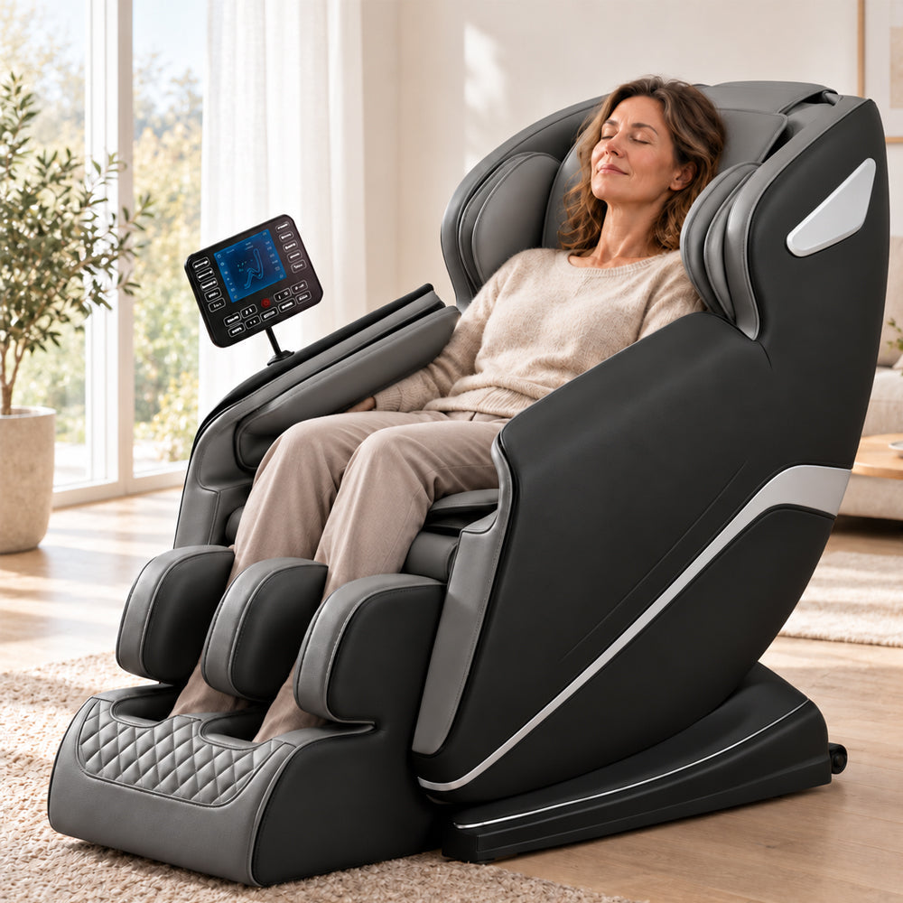 Massagestol 8D – Zero Gravity, lufttrycksmassage, värme för ländrygg och vader – Modell LEK-988Q3