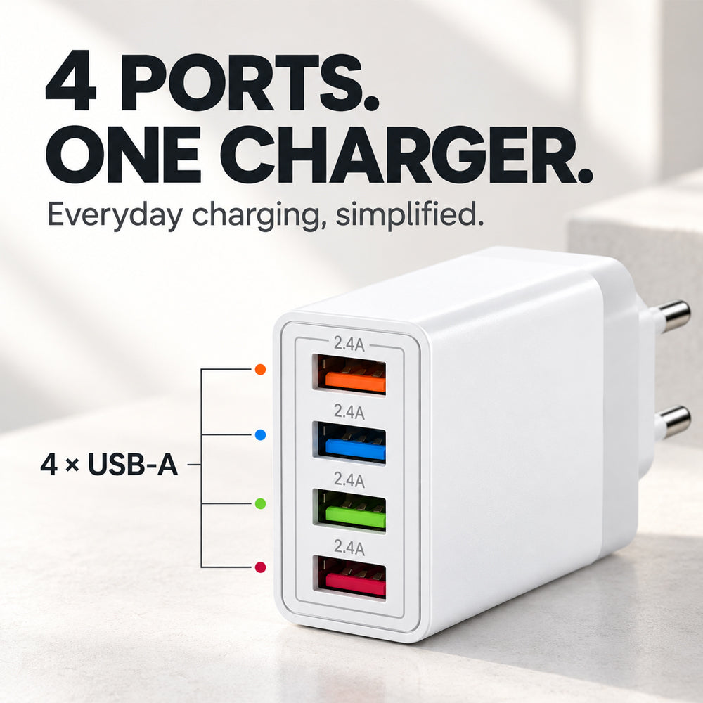 USB-laddare med 4 portar