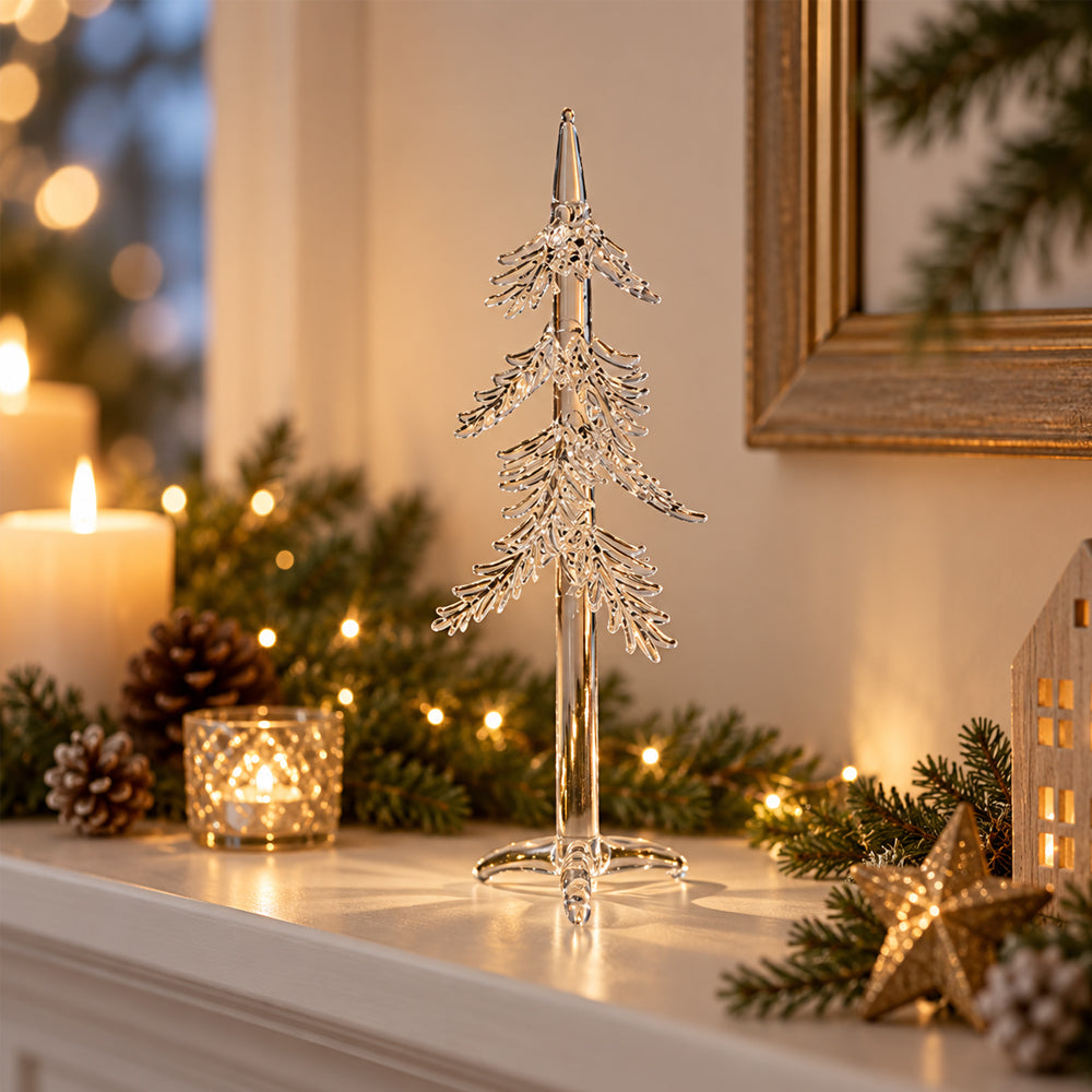 Elegant Julgran i Glas 22 cm – Transparent Juldekoration