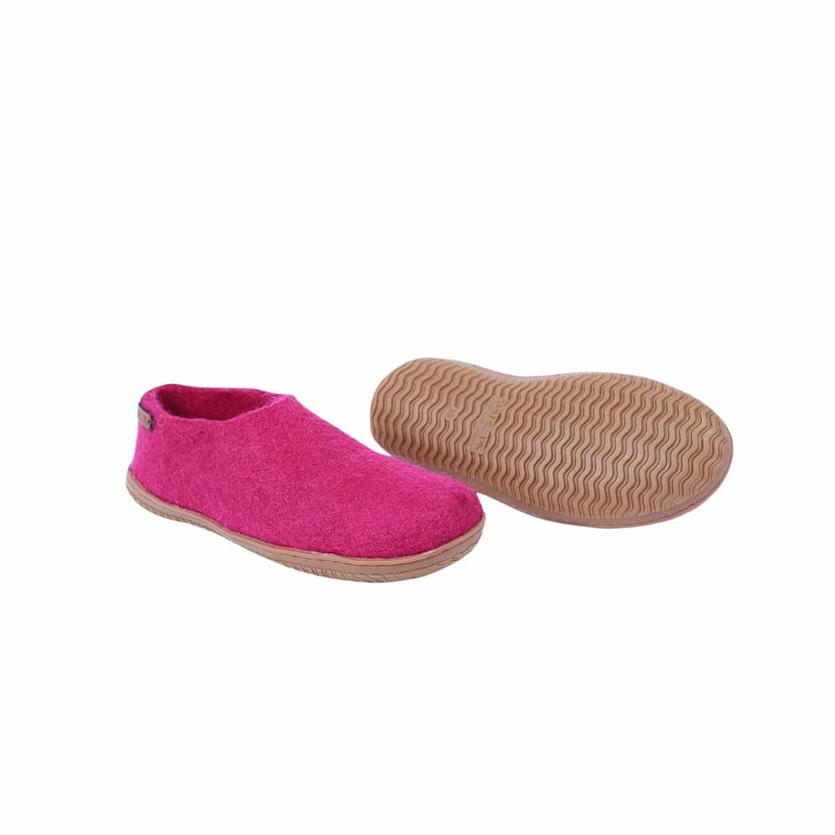 Ulltofflor (100% ren ull) - Modell Rosa med gummisula