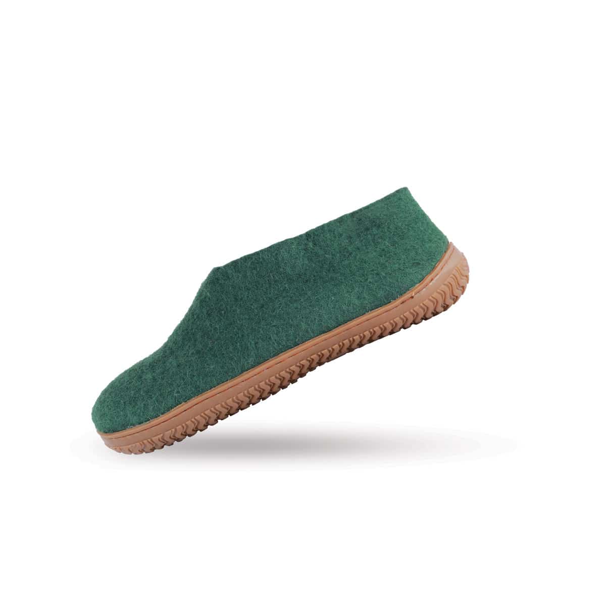Ulltofflor (100% ren ull) - Modell Grön med gummisula