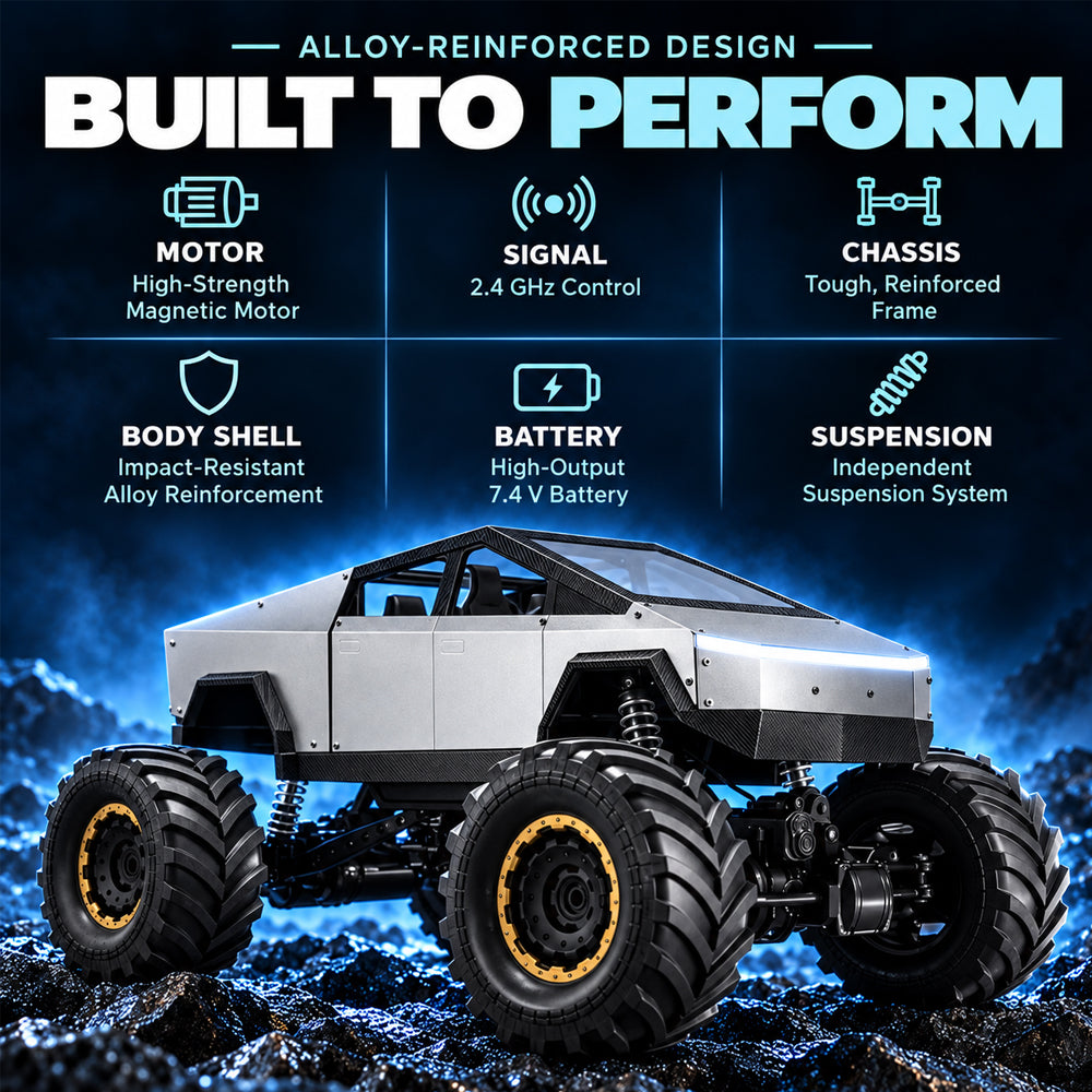 Radiostyrd offroadbil med 4-hjulsdrift och tuff pickupdesign