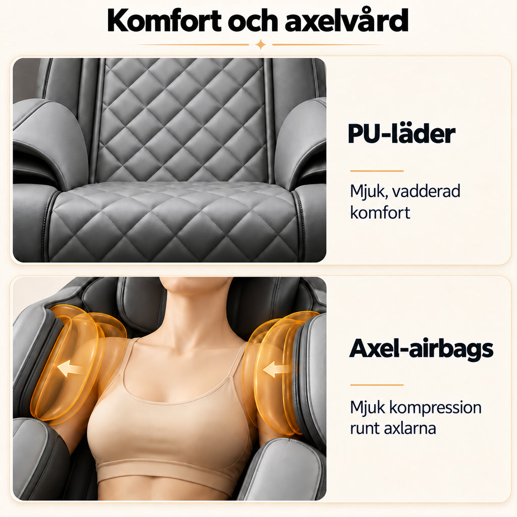 Massagestol 8D – Zero Gravity, lufttrycksmassage, värme för ländrygg och vader – Modell LEK-988Q3