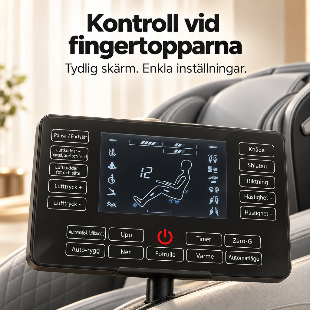 Massagestol 8D – Zero Gravity, lufttrycksmassage, värme för ländrygg och vader – Modell LEK-988Q3