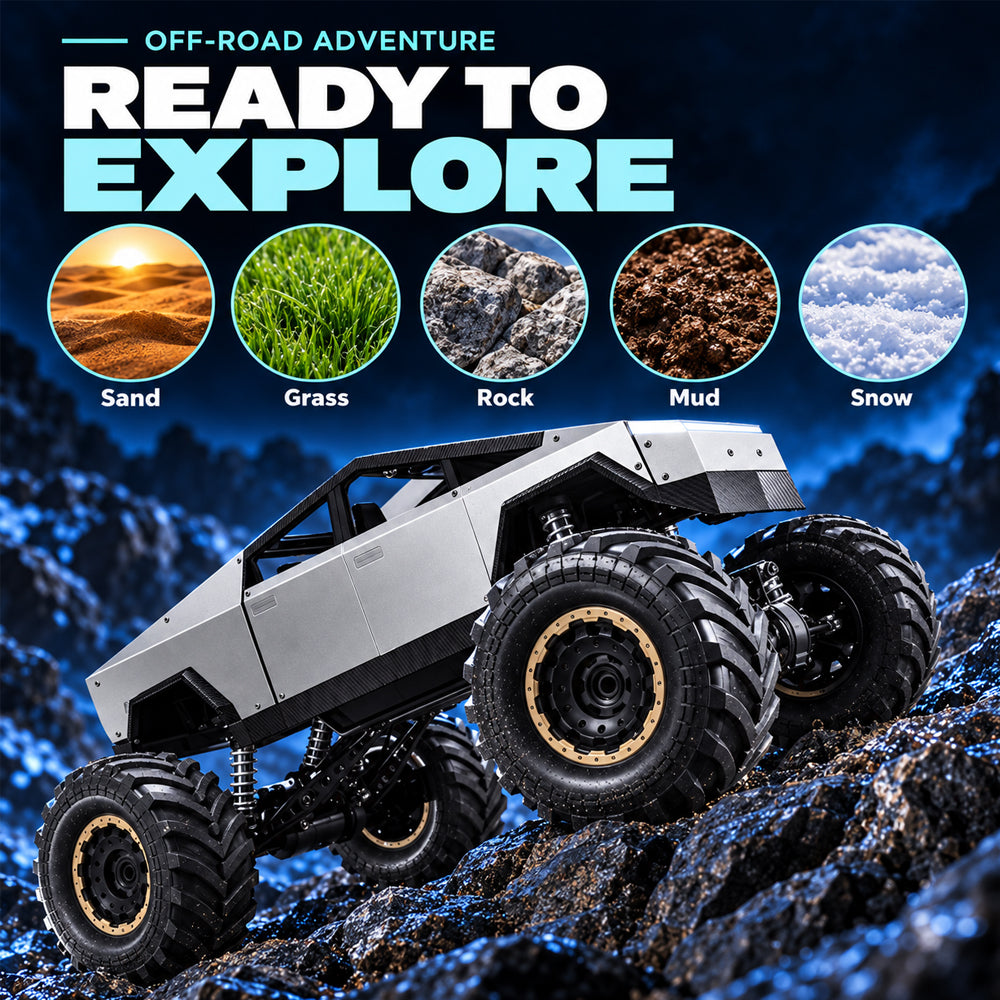 Radiostyrd offroadbil med 4-hjulsdrift och tuff pickupdesign