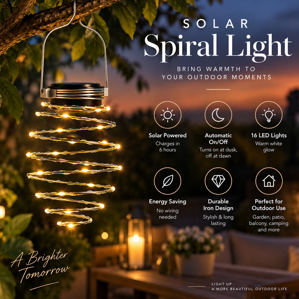 Solar Spiral Hänglampa – 16 LED med Varmt Ljus