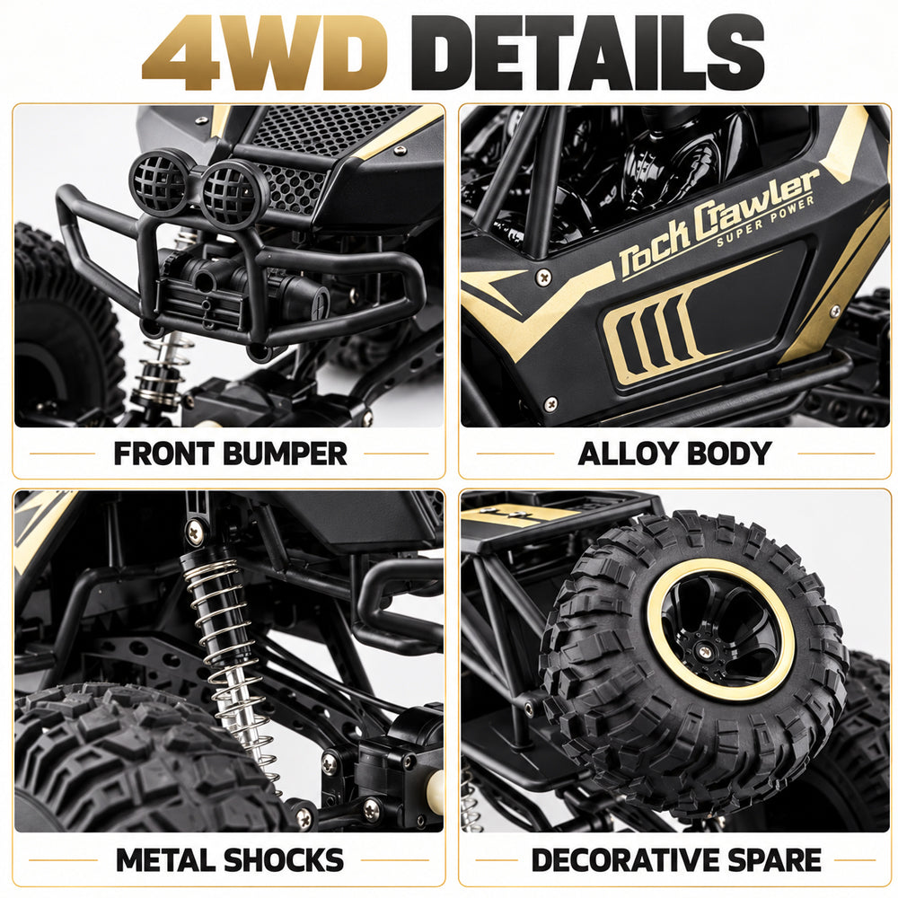 Radiostyrd offroadbil med 4-hjulsdrift – 50 cm – Guld eller Svart