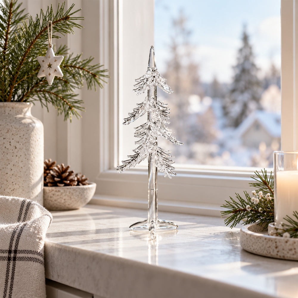 Elegant Julgran i Glas 22 cm – Transparent Juldekoration