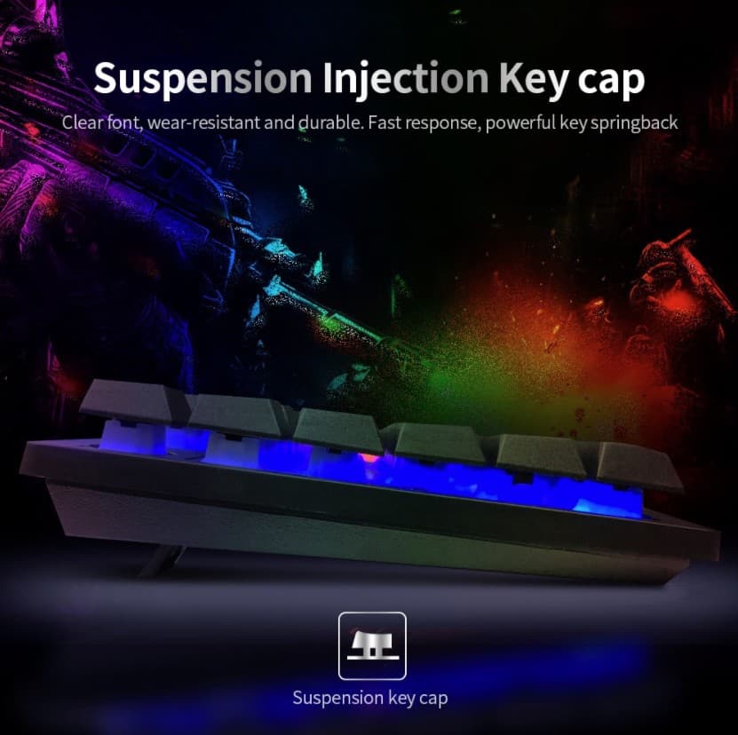 Backlight gamer-tangentbord – modell KR-6300 Ergonomisk design