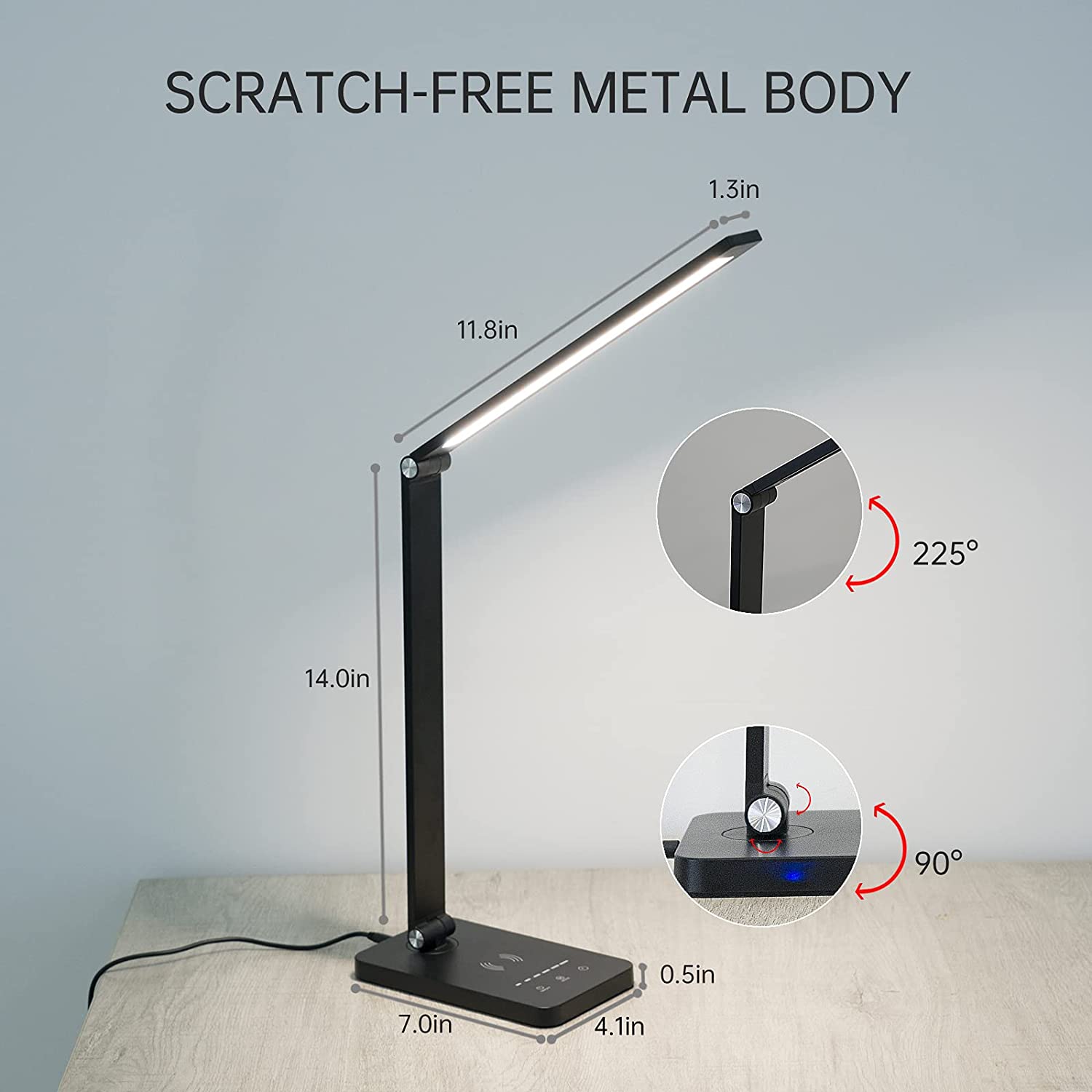 LED bordslampa / hopfällbar lampa med timer och trådlös laddare