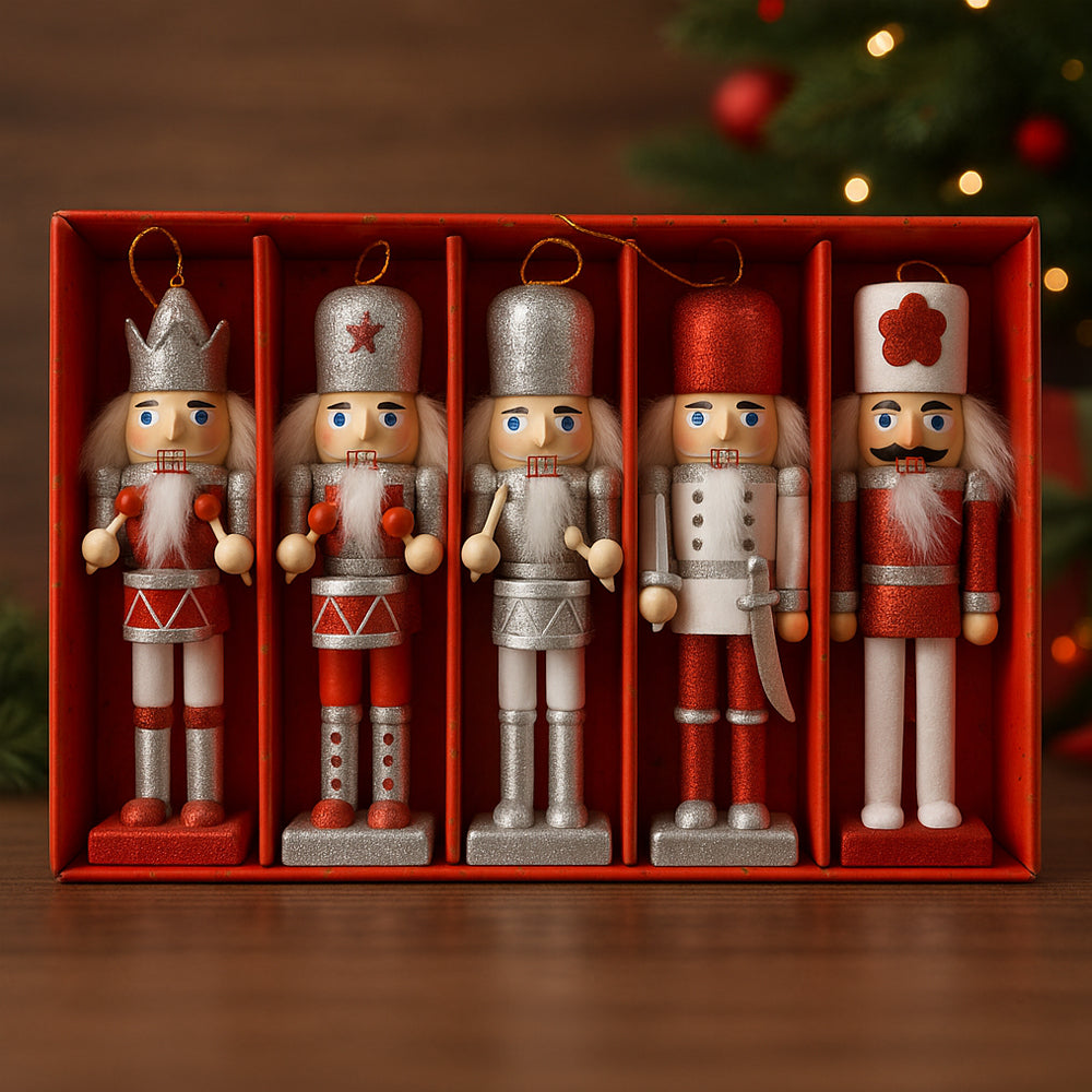 Nötknäpparfigurer i Trä - 12,5 cm, set om 5 figurer -