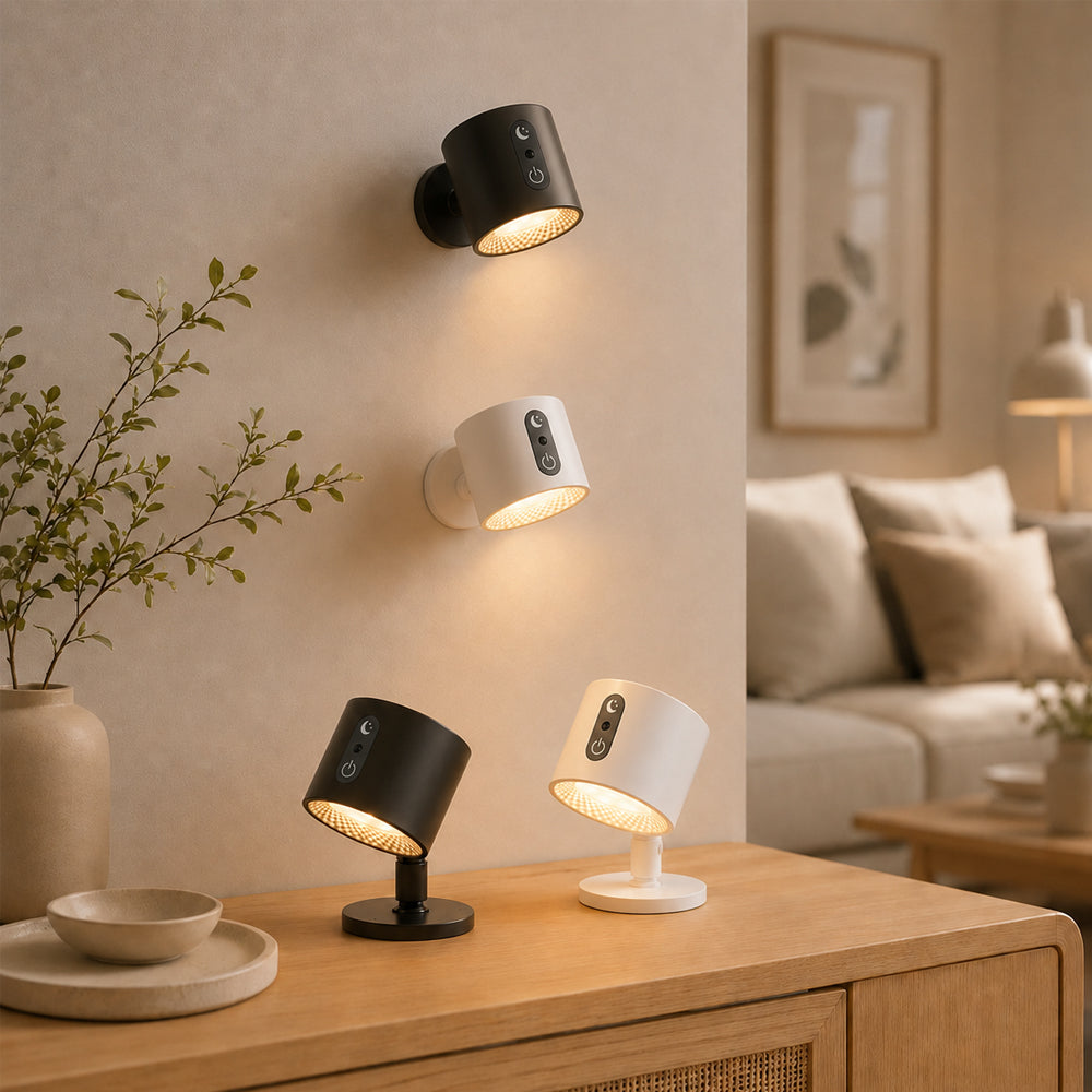 LED-nattlampa 360° roterbar, magnetisk, 3 färgtemperaturer – vit eller svart