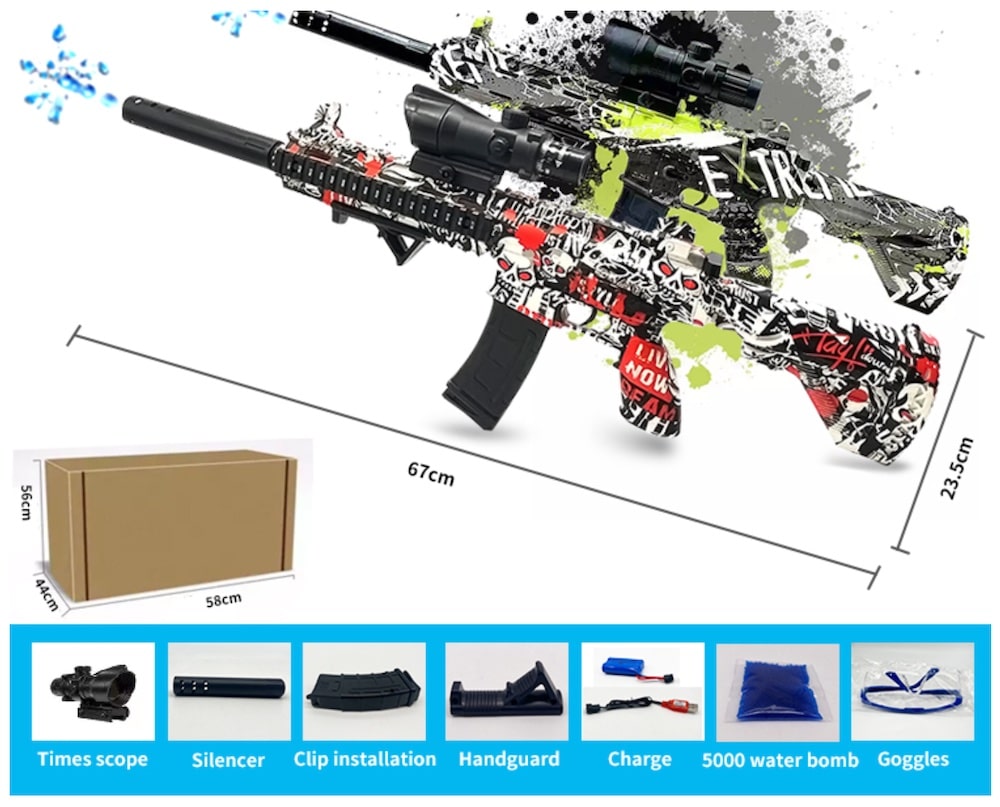 Gel Blaster Gevär - inkl. gelékulor - räckvidd på 18+ meter -
