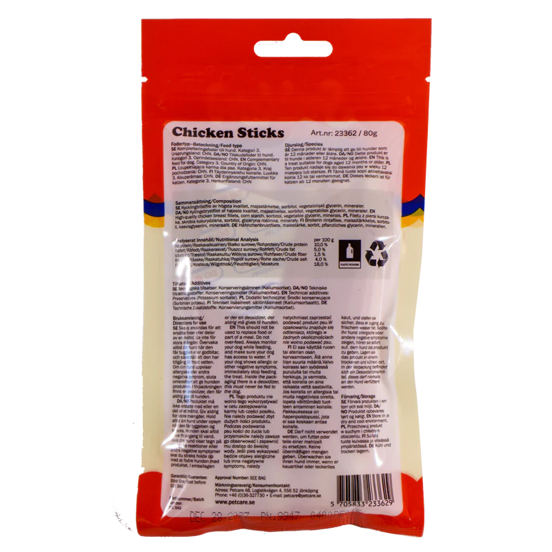 Småland Chicken Sticks 80g (Tuggeben till hundar)