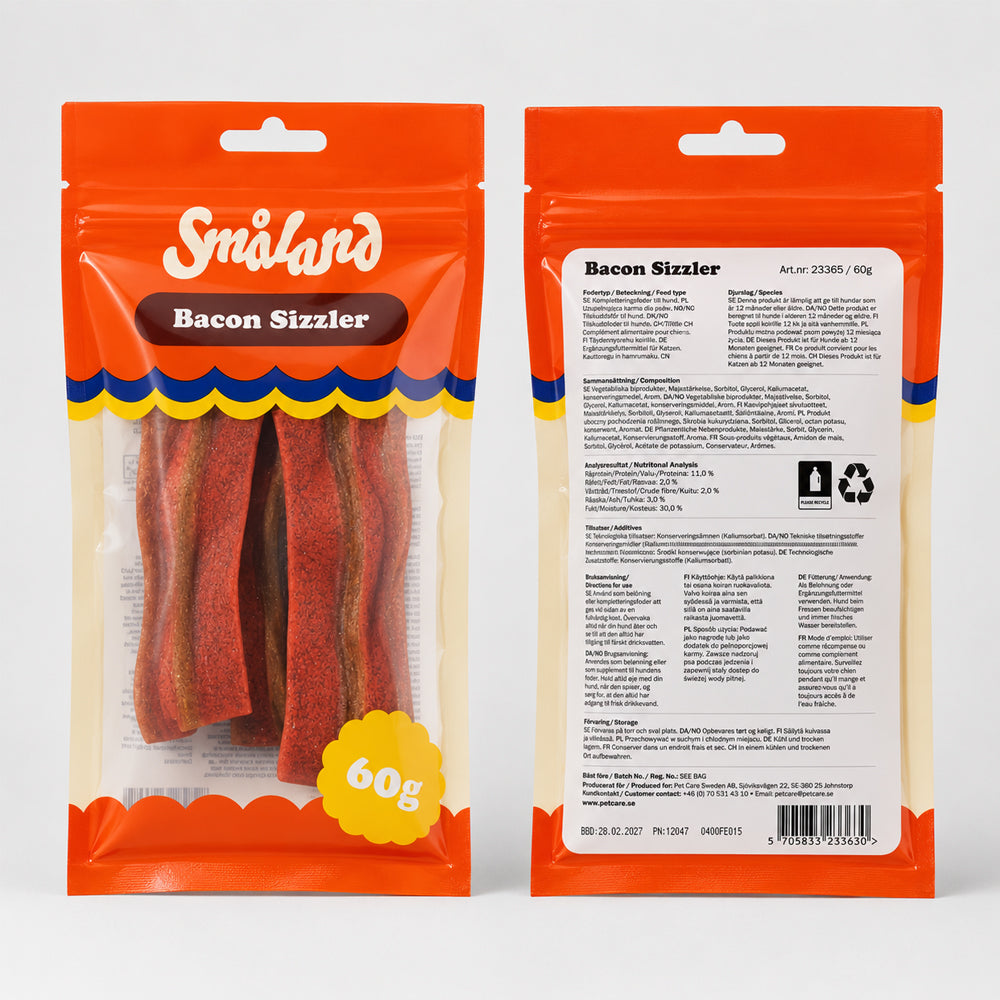 Småland Bacon Sizzler 60g (Hundgodis av kyckling)
