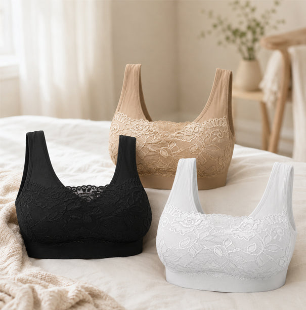 Comfort Bra – 3 st. sömlös bh med feminina spetsdetaljer