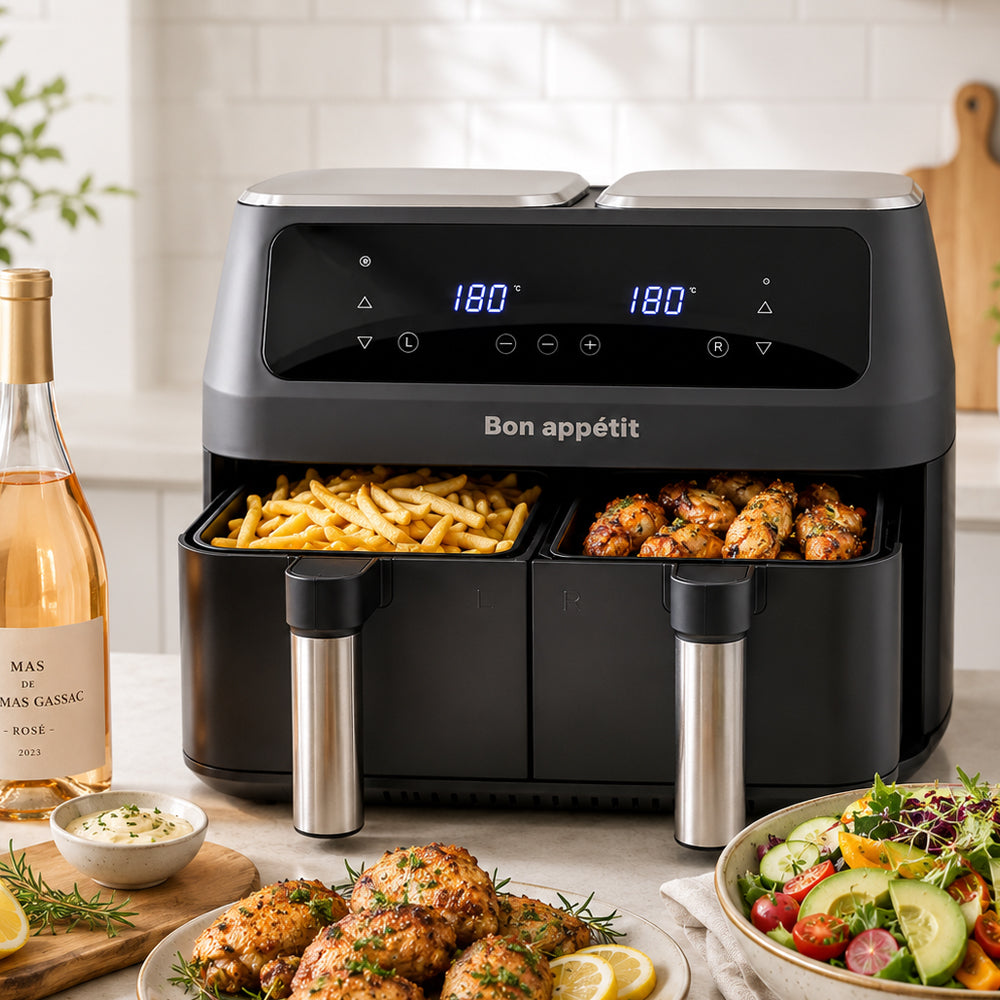 Airfryer 8,0 l - dubbel - 2 korgar och 2 400 watt
