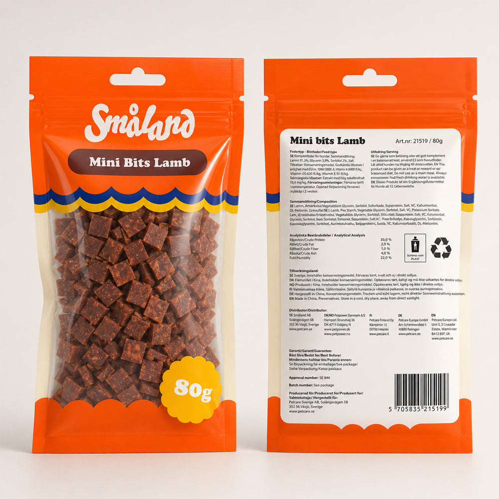 Småland Mini Bits Lamb 80 g (hundgodis av lamm)