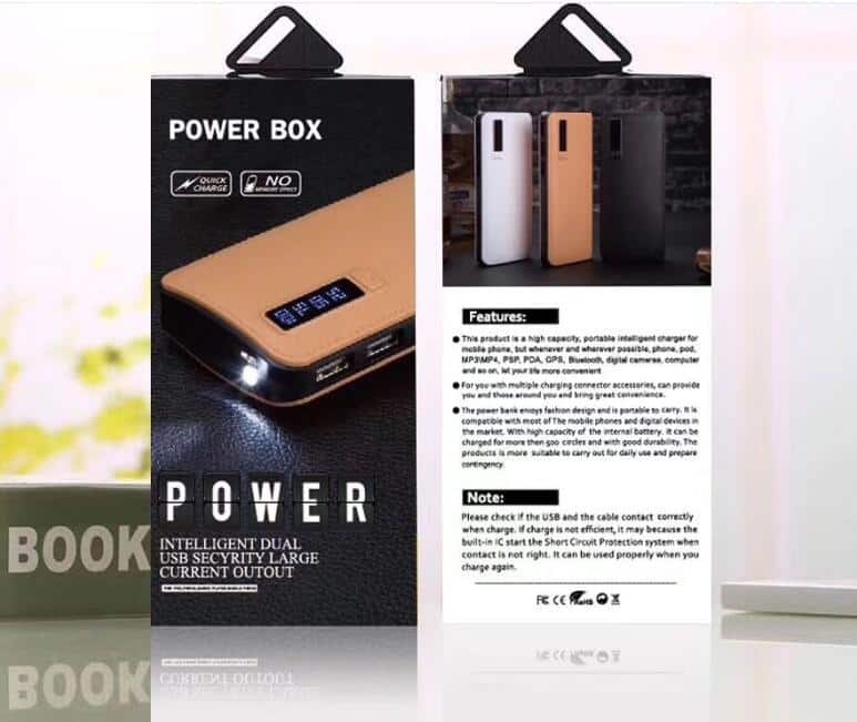 Liten smart Powerbank i läder (10000 mAh)