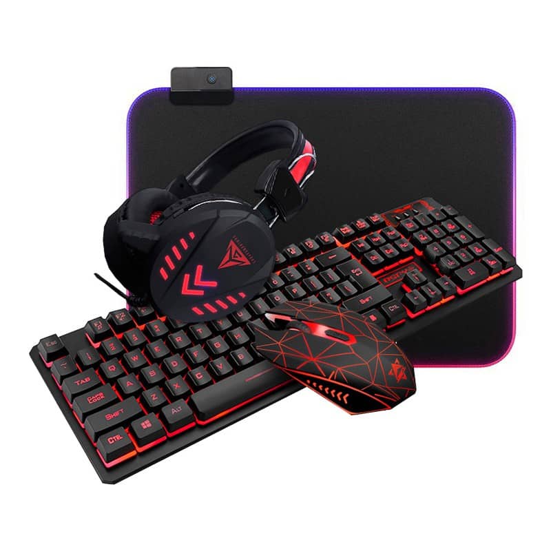 4-i-1 kvalitets gaming-set med tangentbord/mus/headset/musmatta