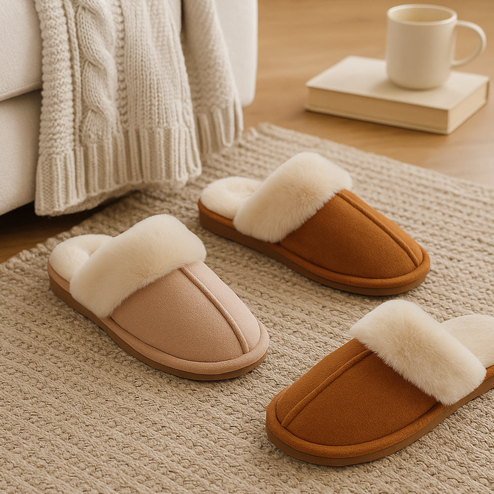 Tofflor – varma och mjuka (brun & beige)