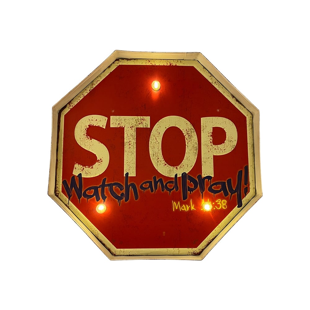 Retroskylt STOP med ljus