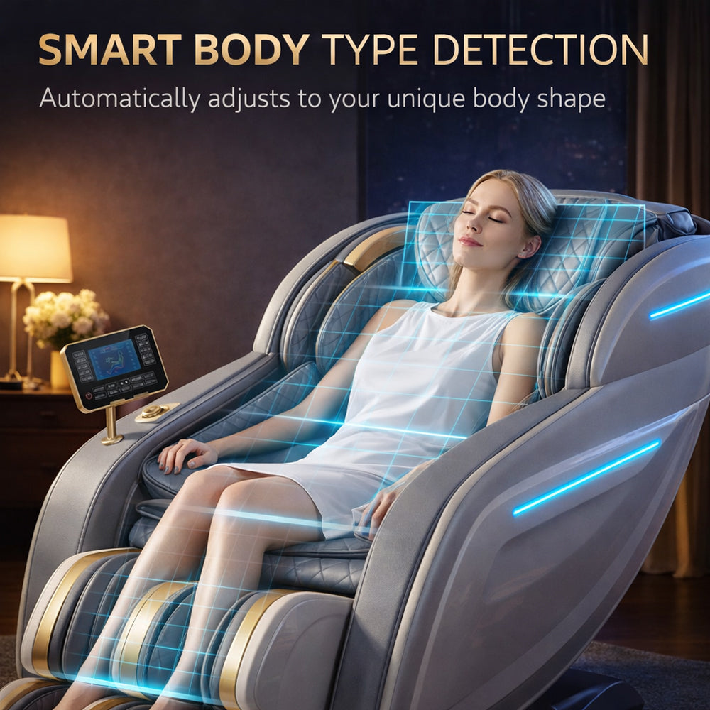 Massagestol 3D med kroppsskanning, SL-skena, 32 airbags, värme i ländrygg/ben & Zero Gravity- Modell 988Q6