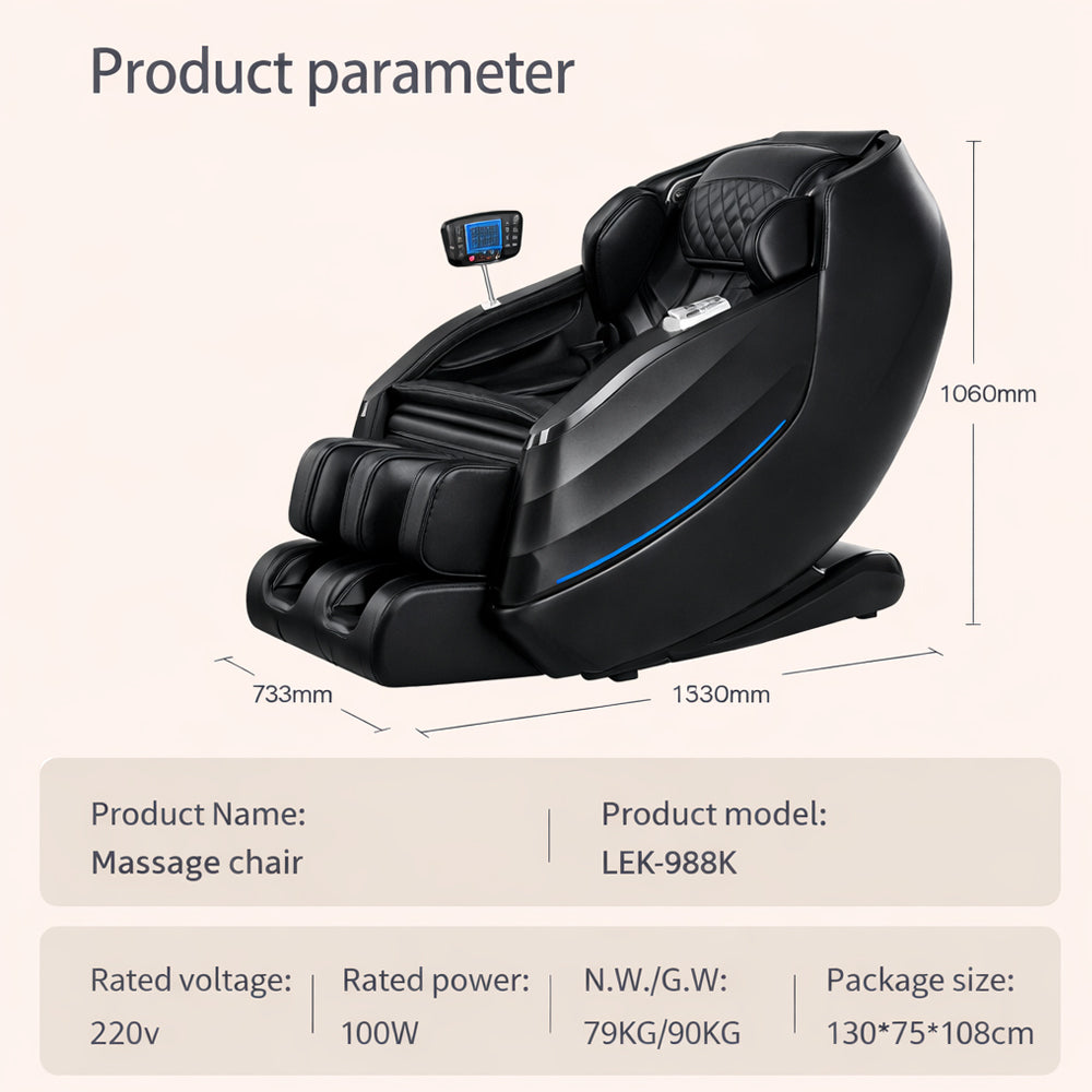 Lyxig 2D-massagestol med automatisk kroppsskanning, Zero Gravity och värme i ben och ländrygg - Modell 988K