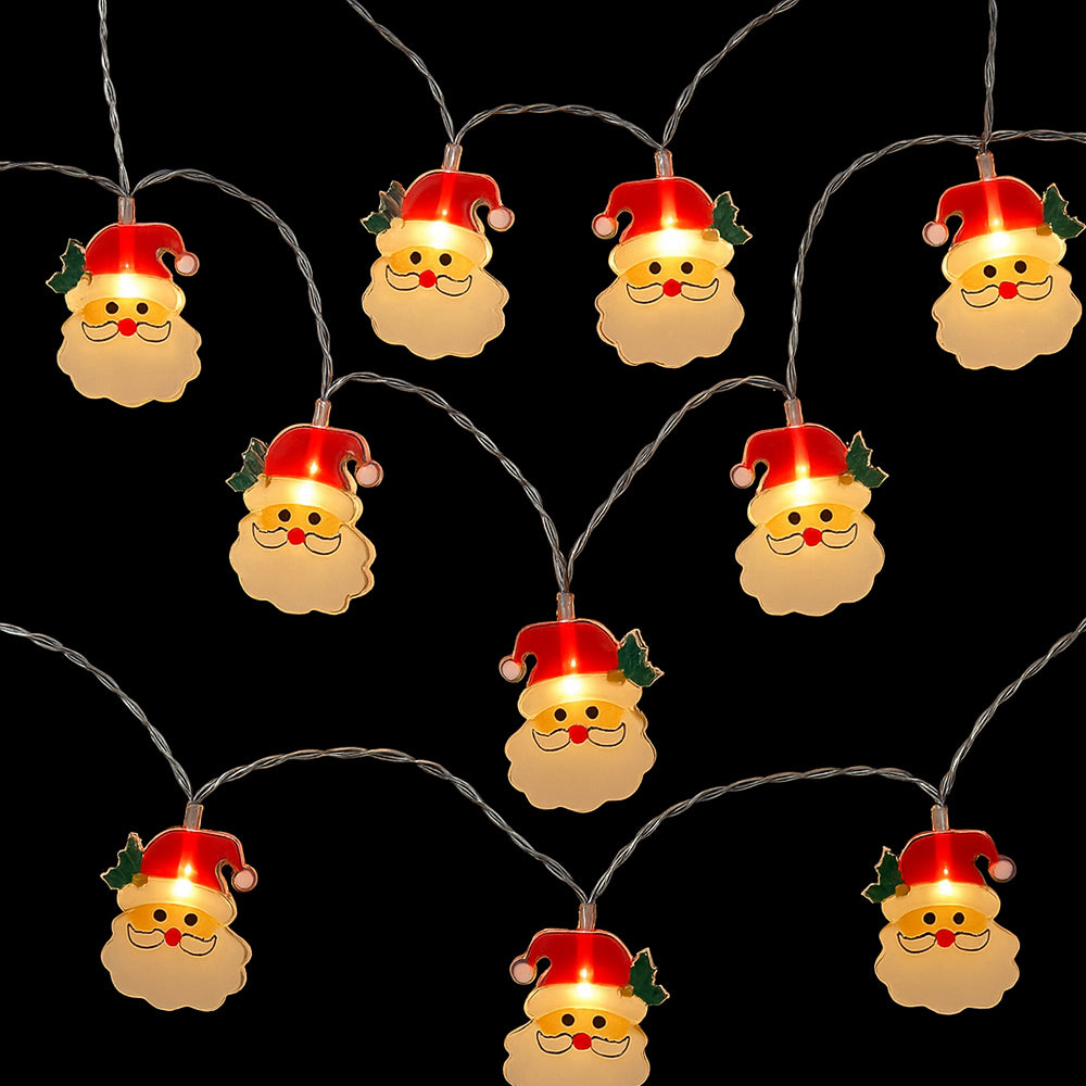 Ljusslinga 2 Meter med 10 Tomtar och gran i hatten - Batteridriven -