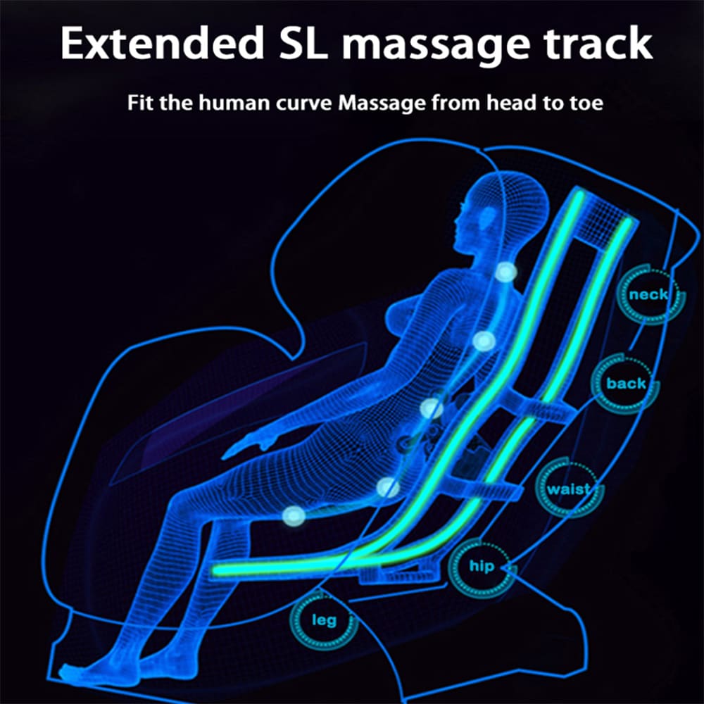 Lyxig 4D-massagestol med SL-teknologi, lufttrycksmassage, värmeterapi och stor pekskärm