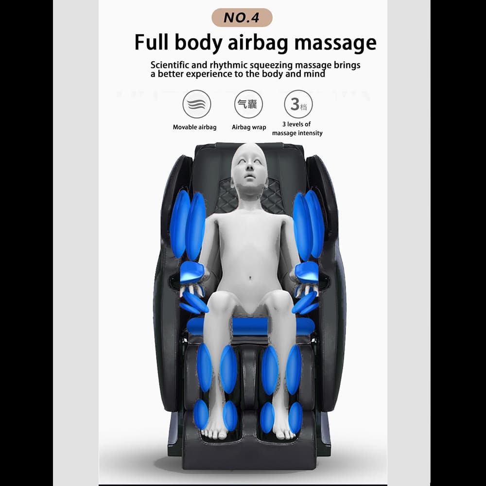 Lyxig 4D-massagestol med SL-teknologi, lufttrycksmassage, värmeterapi och stor pekskärm