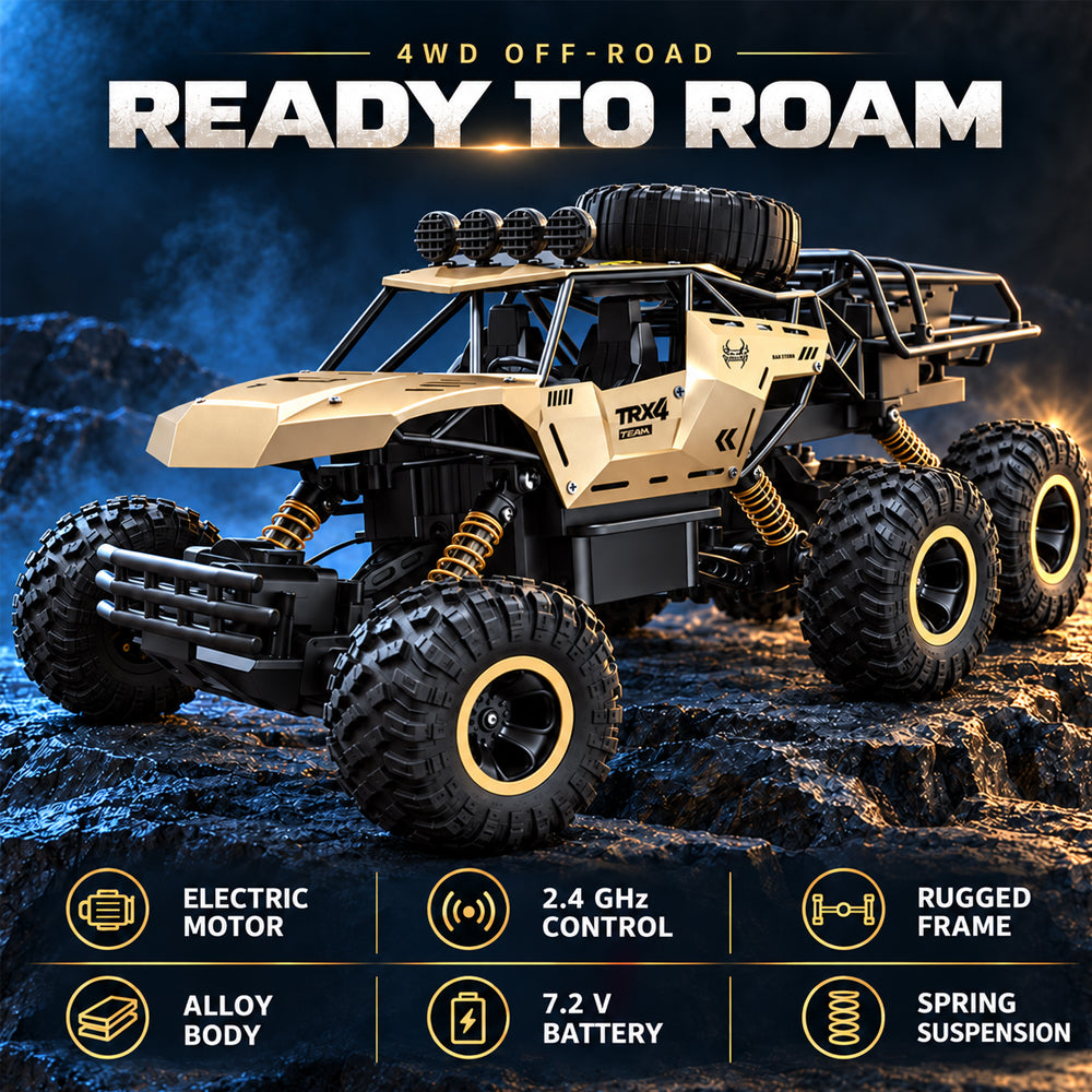 Radiostyrd offroadbil med 6 hjul  - Svart eller guld