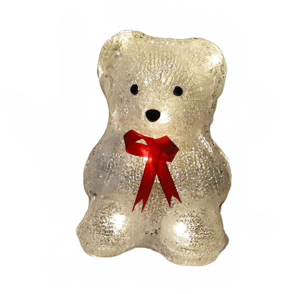 Akryl Isbjörn - Höjd 16 cm - med/utan röd rosett -