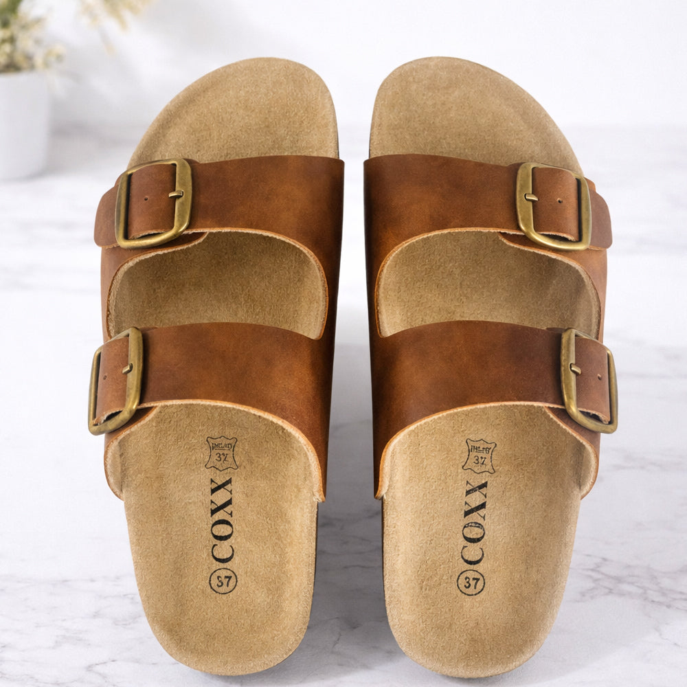Klassiska Bio Sandaler i Läder med skålformad häl och tågrepp - bruna eller svarta -