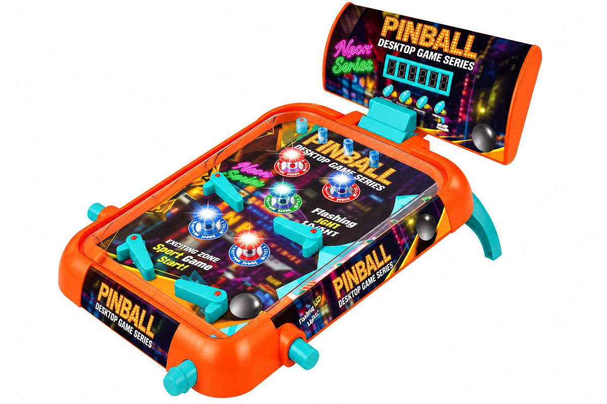 Pinballmaskin - med LED-ljus, musik och poängvisning