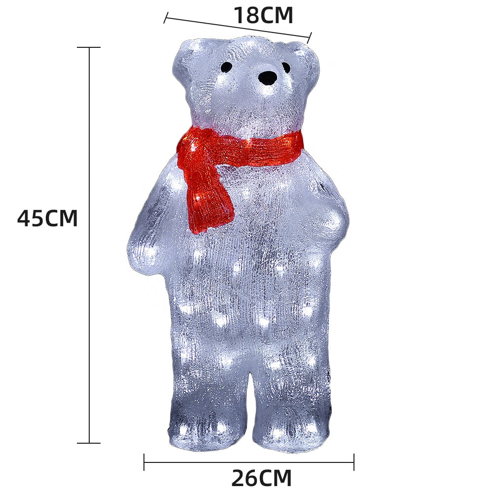 Akryl Isbjörn - Höjd 45 cm med LED-lampor -