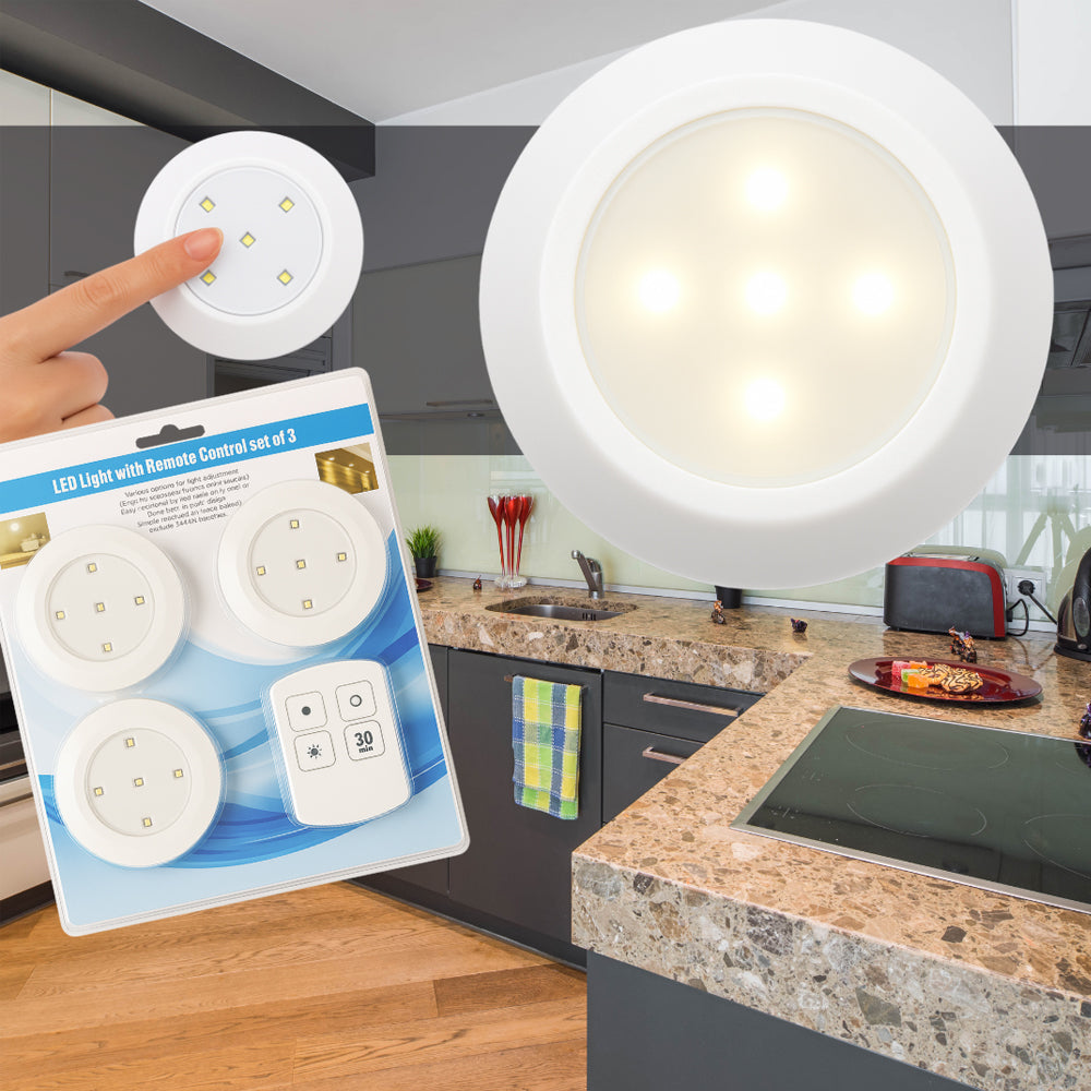 Led spotlight med fjärrkontroll – 3 st.