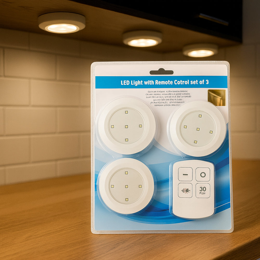 Led spotlight med fjärrkontroll – 3 st.