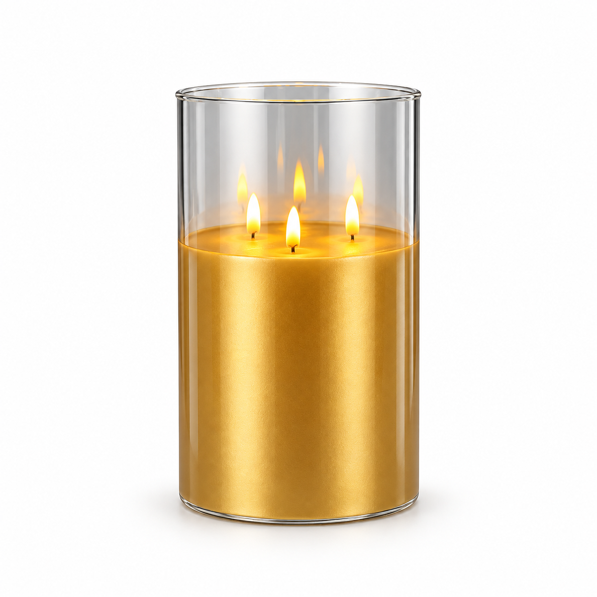 LED-Stearinljus med 3 lågor - 1 st. - Ø15 x 25 cm - Guld, Grå eller Vit