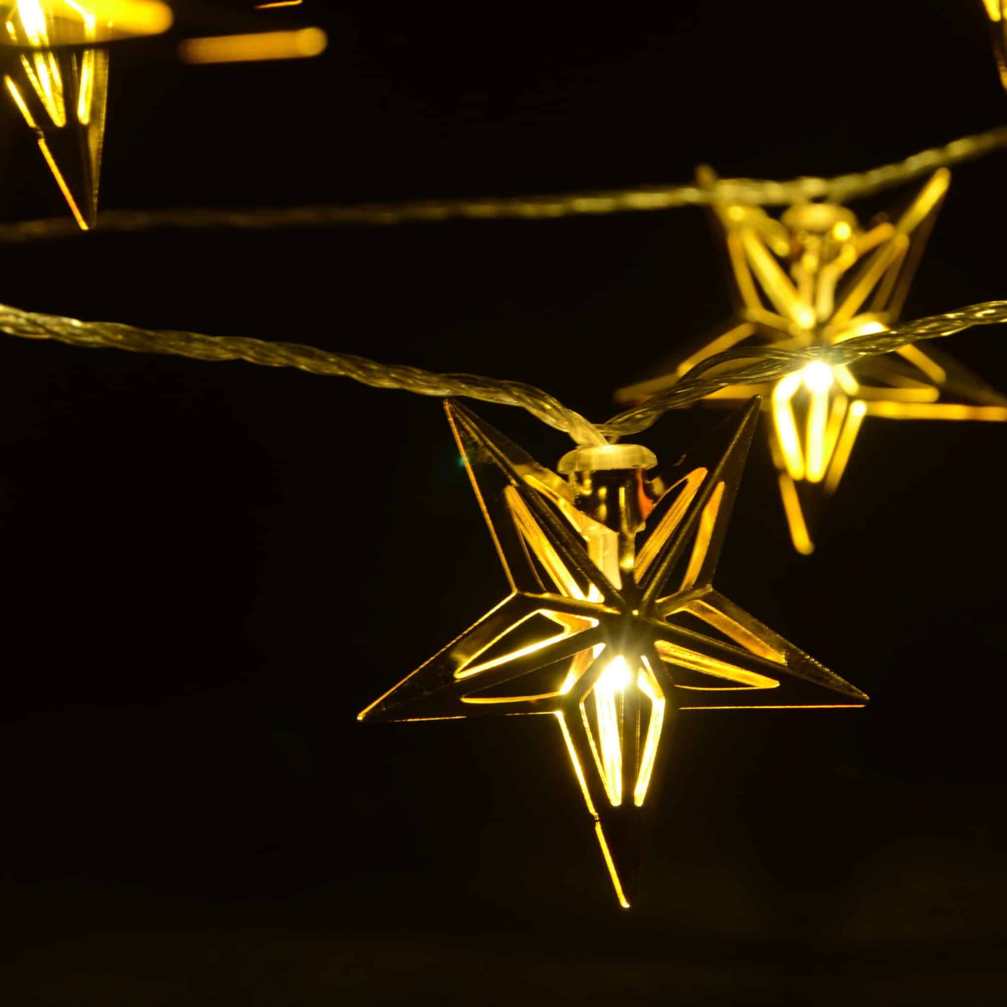 LED-ljuskedja med stjärnor - guld (3 meter)