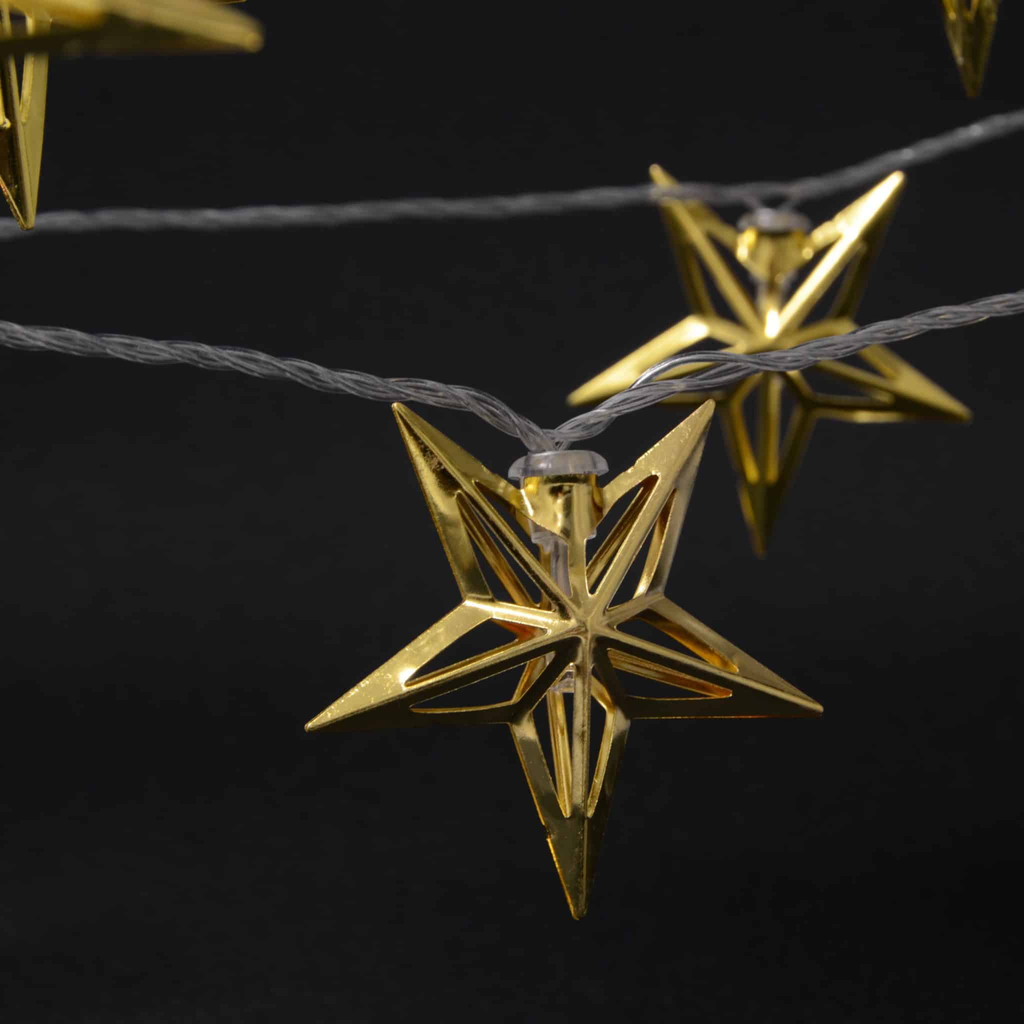 LED-ljuskedja med stjärnor - guld (3 meter)