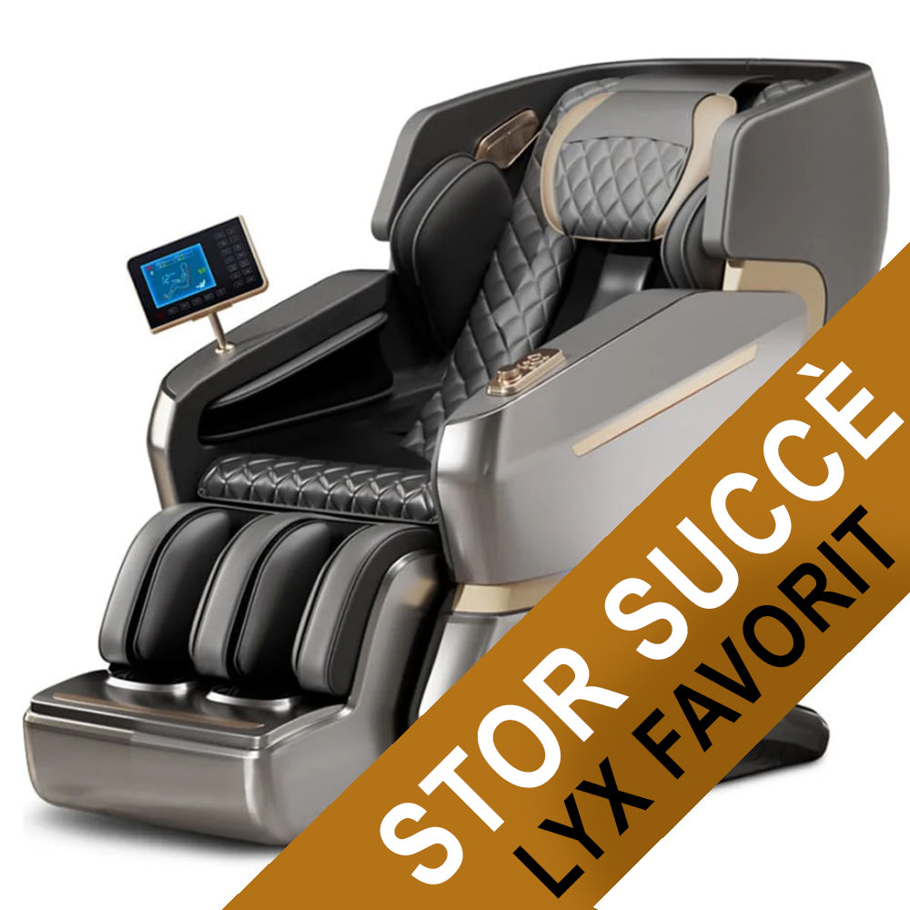 Massagestol 4D Lyx Pro+ med SL-teknologi, Värmeterapi, Röststyrning & Pekskärm – Modell M5 grå